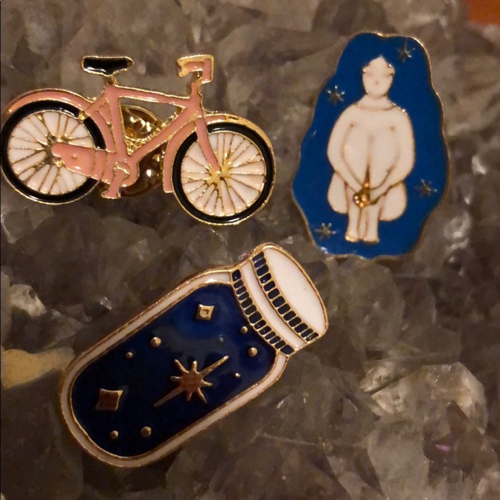 Dreamy Set of 3 Enamel & Gold Pins
